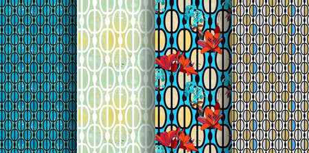 Trendy floral seamless pattern in vintage style for wallpaper or fabric. Lilies, phlox and graphic...