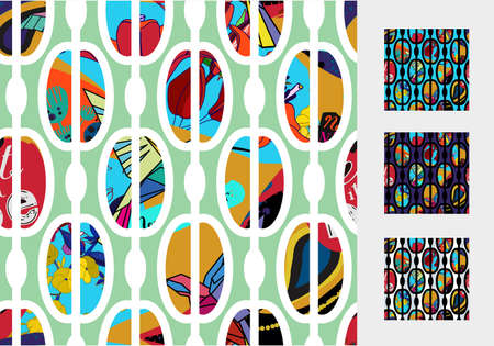 Trendy seamless pattern in vintage style for wallpaper or fabric. The style of the sixties. Modern