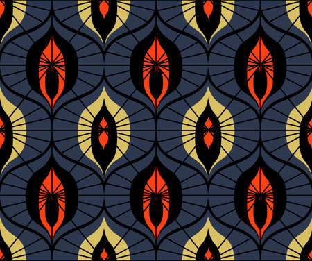 Seamless retro pattern in the style of the sixties. Art deco vintage wallpaper or fabric.