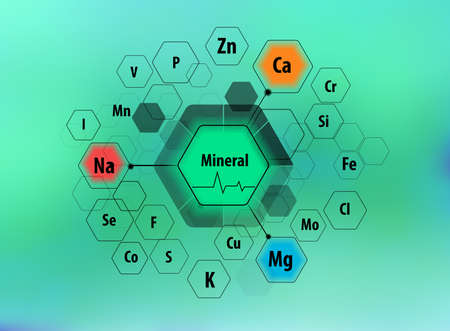 All minerals for human health. Magnesium, calcium, iron and others. Scientific research. Abstract...