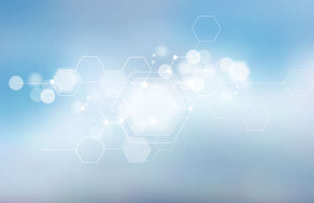 Abstract blurred science background with hexagons. Medicine, technology, high technology, Scientific research.のイラスト素材