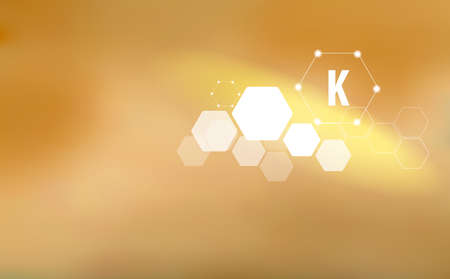 Potassium. Abstract background with Potassium sign and template for text. Vitamins and minerals.