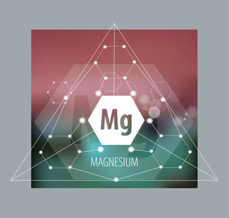 Magnesium. Abstract drawing in modern style. Polygonal element on blurred background. Scientific research, medicine.のイラスト素材