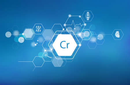 Chromium. Scientific medical research, the effect on human health.のイラスト素材