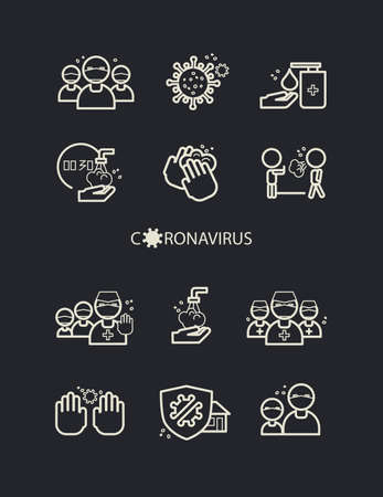 Icon set - Stop the spread of the coronavirus! Infographics, image illustrationのイラスト素材