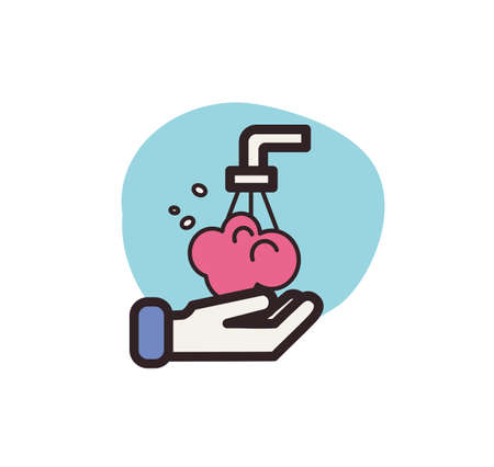 Icon set - Stop the spread of the coronavirus! Hand treatment with a disinfectant, hand washing with liquid soapのイラスト素材