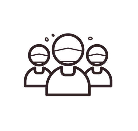 Icon set - Stop the spread of the coronavirus! Medical Masks on faces to protect against viruses and...
