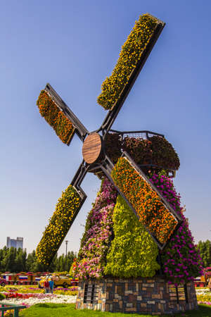 Mill of flowers in a park in Dubai Miracle Garden