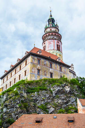 view of the Ceski Krumlov Castle and Castle Tower from the riverのeditorial素材