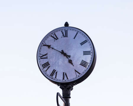 clock spring with reflection of tree branches
