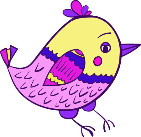 colorful bird doodle vector illustrationのイラスト素材