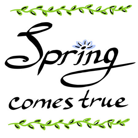 Spring come true letteringのイラスト素材