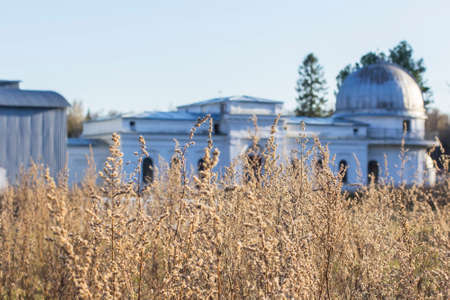 background landscape view of an ancient astronomical observatoryの写真素材