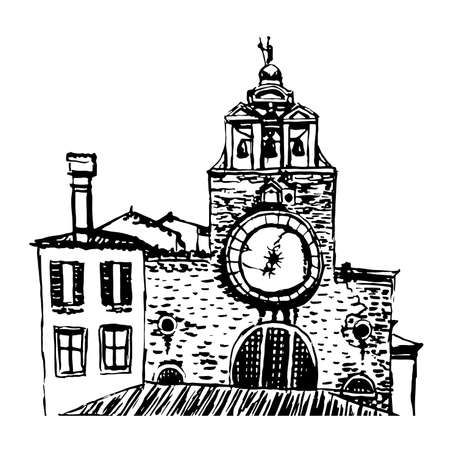 Church San Giacomo di Rialto sketch illustrationのイラスト素材