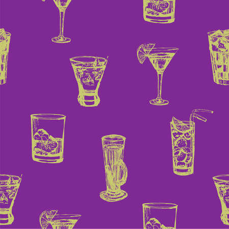 Background seamless pattern of soft drinks vector illustrationのイラスト素材