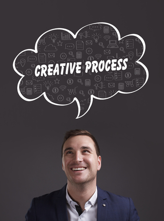 Business, Technology, Internet and marketing. Young businessman thinking about: creative processの写真素材