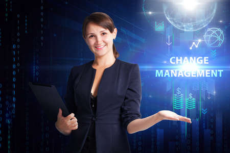 Business, Technology, Internet and network concept. Young businessman working on a virtual screen of...