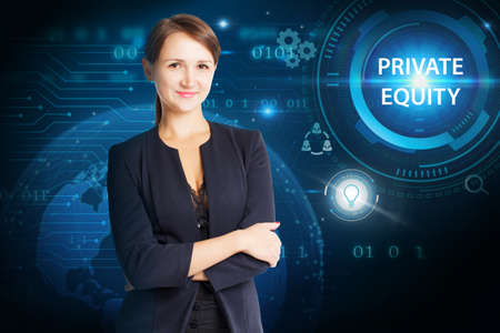 Business, Technology, Internet and network concept. Young businessman working on a virtual screen of...