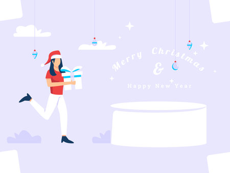 New Year's Christmas greetings on the podium.のイラスト素材