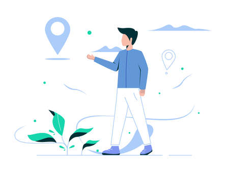 Vector illustration of a Person concept. People will determine the destination for the vacation location.のイラスト素材