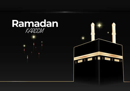 Decorative objects in Islam. Vector ornaments for the month of Ramadan or Eid al-Fitr. Vector illustration ka'bah. For used greeting card, poster, background.のイラスト素材