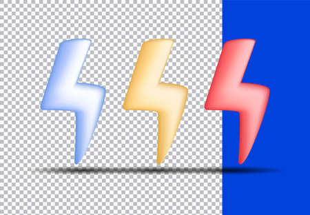 3d set thunderbolt icon vector designのイラスト素材