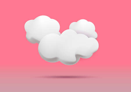 Vector illustrations of 3d clouds with pink backgroundのイラスト素材