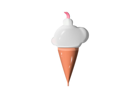 Paper cups filled with coffee/ice cream in 3D on a white backgroundのイラスト素材