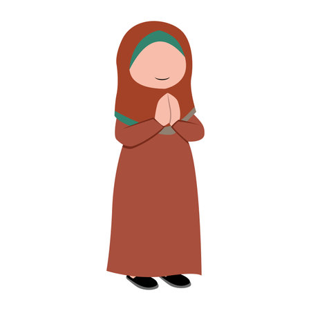 cute isolated muslim characer. chibi style character design.のイラスト素材