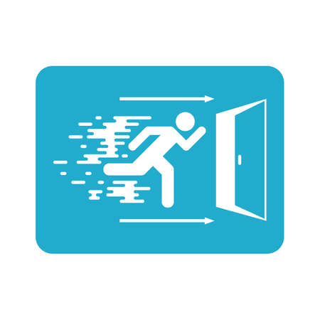 Emergency exit signs indicating the direction of exit in case of dangerのイラスト素材