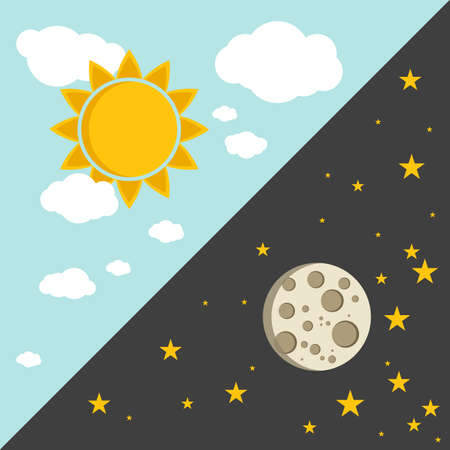 illustration of day and night conceptのイラスト素材
