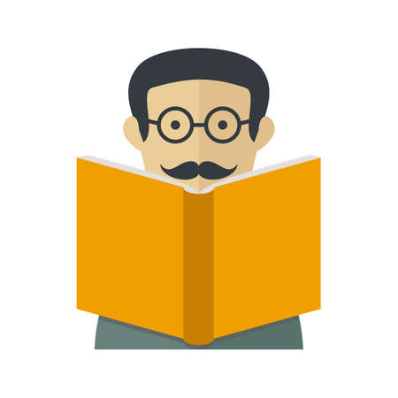 Vector illustration of man reading a book.のイラスト素材