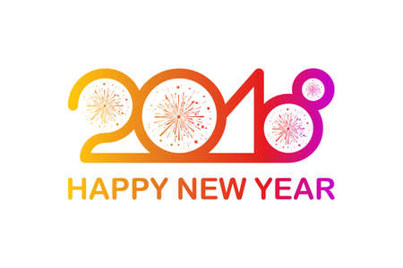 Happy new year 2018. Vector illustration of colorful fireworksのイラスト素材