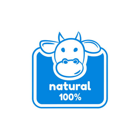 Natural milk logo design vector template. Badge for dairy productsのイラスト素材