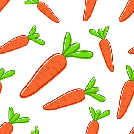 Vector seamless pattern with cartoon orange carrotsのイラスト素材