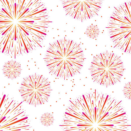 Vector illustration of colorful fireworks on white background.のイラスト素材