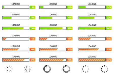 Vector collection of loading bar for web pages on white background.