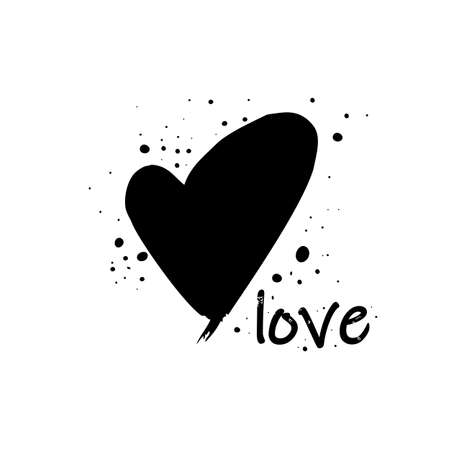 Vector illustration of hand drawn black heart.のイラスト素材