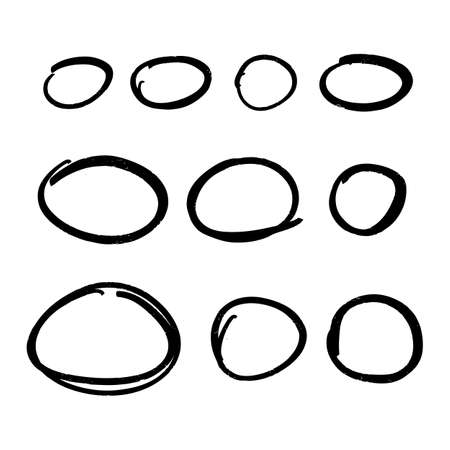 collection set of hand drawn highlighter circles.のイラスト素材