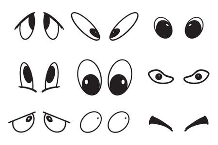 Vector illustration of cartoon eyes set.のイラスト素材