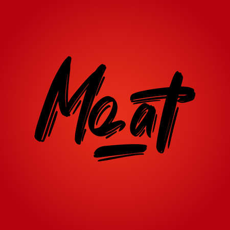 Meat hand drawn modern brush lettering text. Vector illustration of business logo for webpage, print and advertisingのイラスト素材