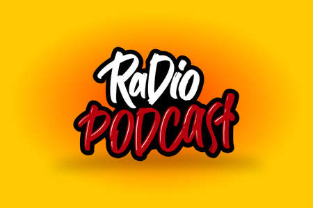 Radio Podcast hand drawn modern brush lettering for business, print and advertising.のイラスト素材