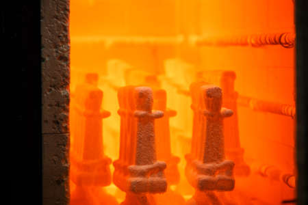 Industrial pressing equipment. Metallurgical business. A huge furnace for heating steel. Insides of a roasting oven.の写真素材