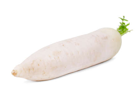 Close-up of a white turnip, isolated on a white background. Summer nutritious vegetables for healthy...