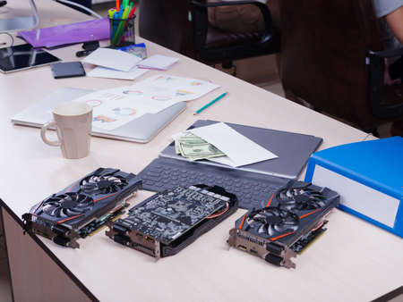 Video card in the office on the table