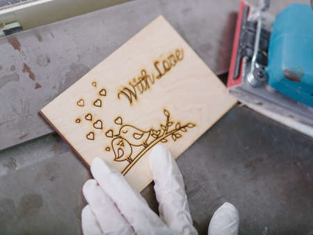 A cut plate on which the patterns and inscriptions that the master is going to handle