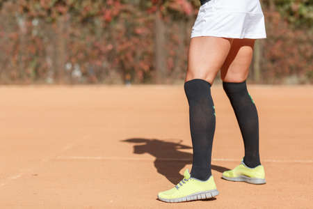Athletics feet. Close-up. The concept of sport. Tennis.の写真素材