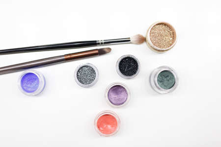 Colored circles of confetti for design with a brush on a white background.の写真素材