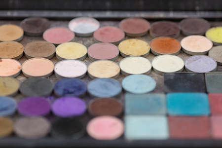 A palette of shadows for a make-up of eyelids, a top view.