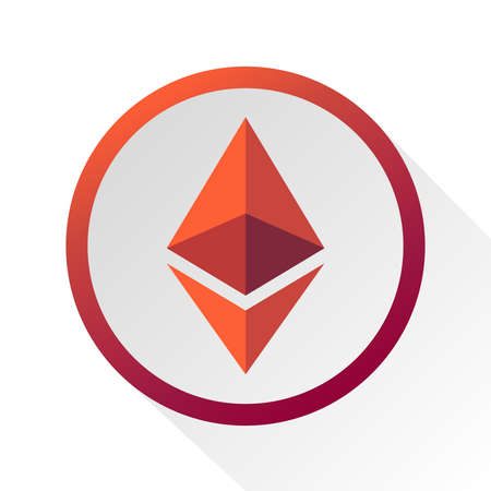 Red isolation Ethereum icon on white background. Vector illustration.のイラスト素材